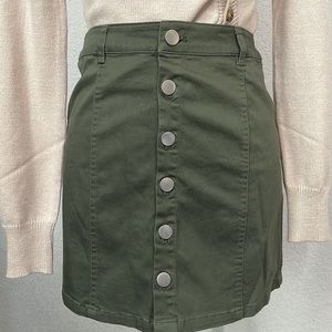 Forever 21 Military Green Button Up Mini Skirt - Small